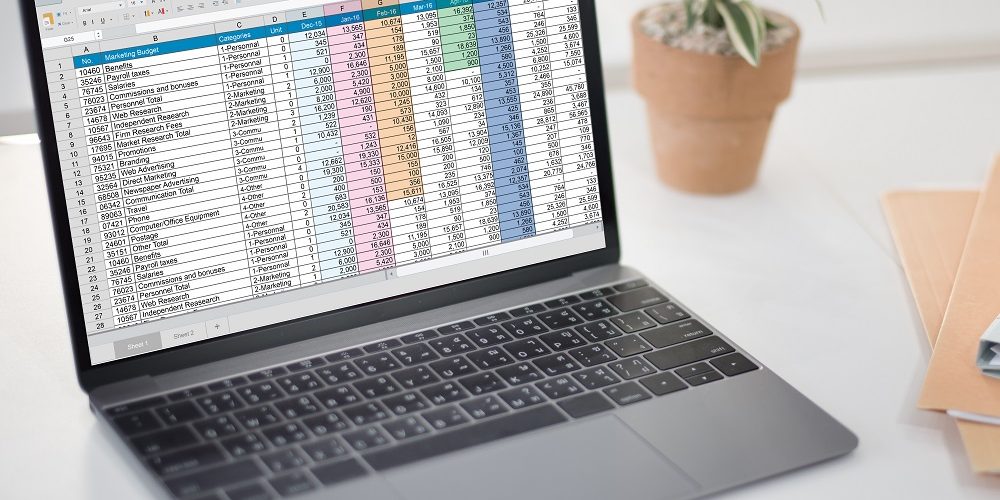 Spreadsheet Document Information Financial Startup Concept